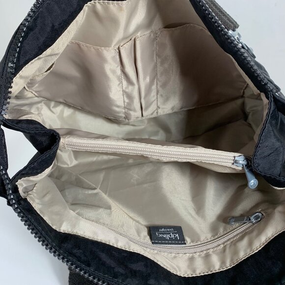KIPLING Pilar Large Black Tonal Nylon Shoulder Bag Satchel Crossbody Bag - Picture 9 of 10